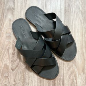 Madewell Boardwalk Woven Black Leather Sandals